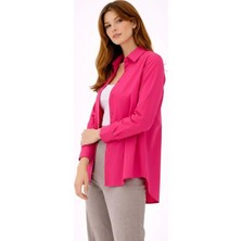 Freedom Kadın Uzun Kol Gömlek Düğmeli Klasik Yaka Günlük ve Ofis Şıklığına Uygun - Fuşya