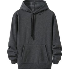 Freedom Kadın Kapüşonlu Kanguru Cepli 3 Iplik Pamuklu Oversize Hoodie Sweatshirt - Füme