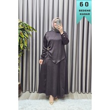 Elmas Tesettür Kadın Giyim Büyük Beden Tokalı Saten Battal Etekli Takım