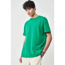 Freedom 24/1 Düz A Kalite Oversize T-Shirt - Yeşil -