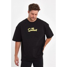 Freedom Sırt Baskılı Bisiklet Yaka Oversize T-Shirt - Siyah