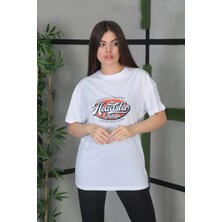 Freedom Baskılı Oversize T-Shirt - Beyaz -