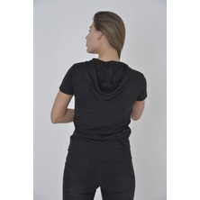 Freedom Kapşonlu Slim Fit T-Shirt - Siyah -