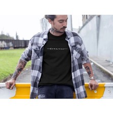 Freedom Bisiklet Yaka Baskılı Oversize T-Shirt - Siyah -