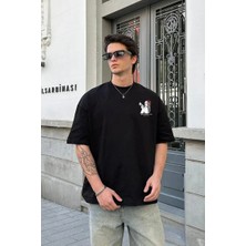 Freedom Erkek Kısa Kol Yazlık Tişört Bisiklet Yaka Baskılı Oversize T-Shirt - Beyaz