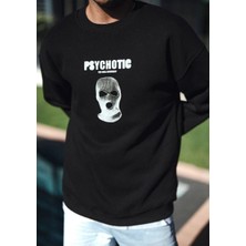 Freedom Kışlık Bisiklet Yaka Baskılı Sweatshirt - Siyah -