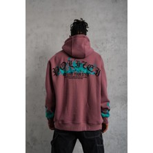 Freedom Üç Iplik Içi Pamuklu Alev Baskılı Kapüşonlu Sweatshirt - Gül Kurusu