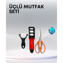 Pileli Store Çok Fonksiyonlu Mutfak Makas Seti – 3 Makas, Bileyici ve Soyacak Dahil