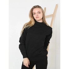 Freedom Kadın Yarım Balıkçı Yaka Triko Kazak - Siyah