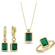 Kayra Mücevher Peridot Taşlı Gümüş Takım GMTKM02