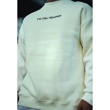 Freedom Üç Iplik Penye Bisiklet Yaka Oversize Baskılı Sweatshirt - Beyaz