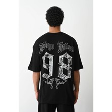 Freedom Baskılı Oversize T-Shirt - Siyah -
