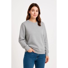 Freedom Üç Iplik Düz Bisiklet Yaka Sweatshirt - Gri -