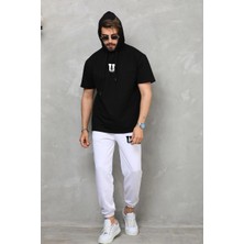 Freedom Kapşonlu Oversize T-Shirt Takım - Siyah