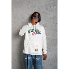 Freedom Baskılı Kapüşonlu Sweatshirt - Beyaz -