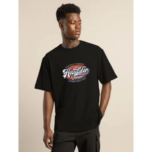 Freedom Baskılı Oversize T-Shirt - Siyah -
