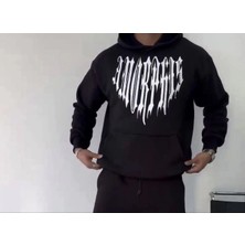 Freedom Uzun Kol Kapüşonlu Baskılı Sweatshirt - Siyah -
