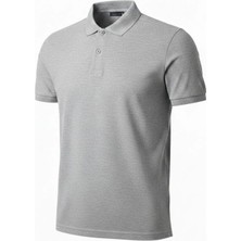 Freedom Erkek Polo Yaka Düğmeli Pike Kumaş Tişört Regular Fit Kısa Kol T-Shirt - Gri