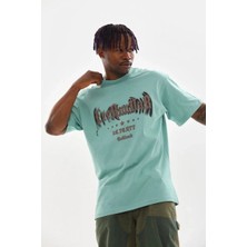 Freedom Erkek Baskılı T-Shirt Kısa Kol Bisiklet Yaka Regular Fit Tişört - Mint Yeşili