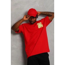 Freedom Erkek Baskılı T-Shirt Kısa Kol Bisiklet Yaka Regular Fit Tişört - Kırmızı