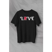 Freedom Sevgililer Günü Için Özel Tasarım Love Baskılı T-Shirt - Siyah -