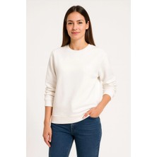 Freedom Üç Iplik Düz Bisiklet Yaka Sweatshirt - Beyaz -