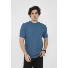 Freedom Bisiklet Yaka Slim Fit T-Shirt- Turkuaz