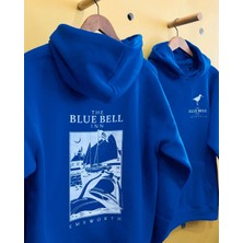 Freedom Kapüşonlu Double Oversize Hoodie – Üç Iplik Pamuklu, Deniz ve Yelken Baskılı, Kanguru Cepli Premium Sweatshirt - Saks Mavi