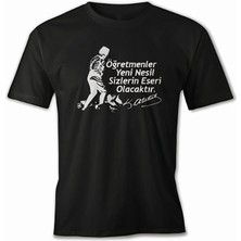 Freedom 24 Kasım Öğretmenler Baskılı T-Shirt - Siyah -