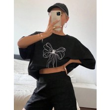 Freedom Baskılı Oversize T-Shirt - Siyah -