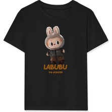 Freedom Labubu   Baskılı T-Shirt - Siyah -