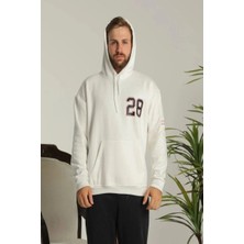 Freedom Sırt Baskılı Oversize Üç Iplik Kapüşonlu Sweatshirt - Beyaz