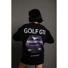 Freedom Kadın Oversize Tişört Golf Gtı Retro Araba Baskılı T-Shirt - Siyah