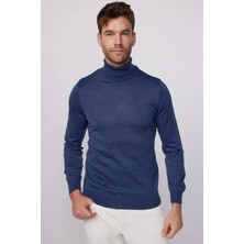 Freedom Tam Boğazlı Balıkçı Yaka Dokuma Triko - Indigo