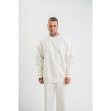 Freedom Uzun Kol Bisiklet Yaka Basic Sweatshirt - Beyaz -
