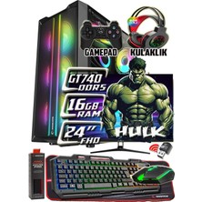 Warbox Hulk GT740 Ddr5 Ekran Kartı Xeon X5650 16GB Ram 256GB SSD 250GB HDD 24" Monitör Gaming Pc