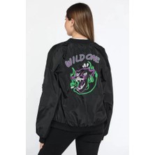 Freedom Wild One Baskılı Bomber Mont- Siyah -