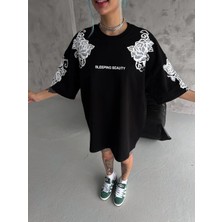 Freedom Flok Kabartma Baskılı T-Shirt - Siyah