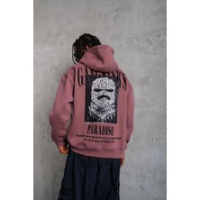 Freedom Paradise Baskılı Kapüşonlu Sweat - Gül Kurusu