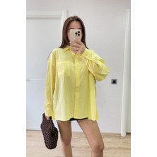 Freedom Poplin   Yakalı Yandan Yırtmaçlı Arka Pens Detaylı Gömlek - Sarı -