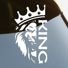 Hediyene Bak King Kral Araç, Araba, Oto, Motorsiklet, Kask, Laptop, Cam Sticker 25X14 cm