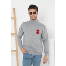 Freedom Yarım Boğazlı Baskılı Dokuma Triko - Gri