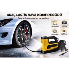 Smayling Araç Lastik Hava Kompresörü 150 Psı 12V Çakmaklık Girişli Taşınabilir Dijital Göstergeli LED Işıklı Hava Pompası