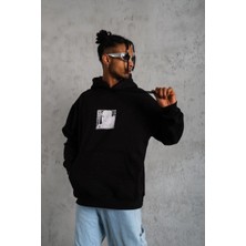 Freedom Ön Arka Baskılı Kapşonlu Sweat - Siyah -