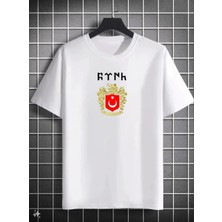 Freedom Bisiklet Yaka Baskılı Oversize T-Shirt - Beyaz -