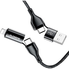 General Floveme 4in1 USB To Type C -Type To Type Kablosu+Iphone Başlık USB 1M-(5775)