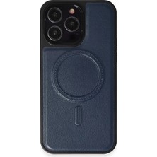 Lims Store Newface iPhone 15 Pro Kılıf Ozzi Magsafe Deri Kapak - Lacivert