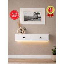 Dorpek Gellis Modern Duvara Monte 2 Kapaklı Ledli Beyaz Dresuar, Antre & Salon Mobilyası 90 cm