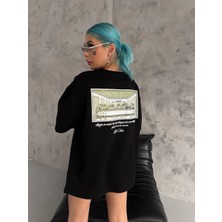 Freedom Baskılı Oversize T-Shirt - Siyah -