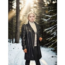 Freedom Uzun Kollu Hakiki Deri Ceket - Siyah